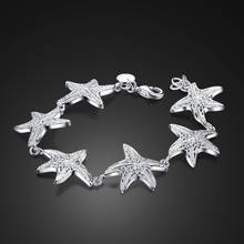 Personality Cute Beach Starfish Bracelet 100% 925 Sterling Silver  Charm Woman Fashion Bangle Solid Silver Jewelry Holiday Gift 2024 - buy cheap