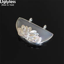 Uglyless-collares de plata de ley 925 con forma de flor de loto, colgantes delicados sin cadena, de Calcedonia, media luna, plata 925 2024 - compra barato