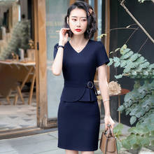 New 2020 Summer Women Work Dresses Short Sleeve Slim Office Ladies Clothes OL Styles Navy Blue 2024 - buy cheap