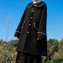 Casaco de princesa preto das mulheres do vintage pérola casaco vitoriano kawaii menina lolita gótico loli cos estilo preppy palácio 2024 - compre barato