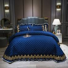 Colcha sencilla de tela polar para cama, conjunto de fundas de almohada, color azul, 2020, 3 uds. 2024 - compra barato