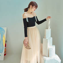 Yigelila vestido feminino vintage, elegante, alça espaguete, vestido empire slim, comprimento do tornozelo 66390 2024 - compre barato