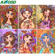 Azqsd pintura diamante menina dos desenhos animados mosaico quadrado completo diamante bordado retrato ponto cruz kits de presente artesanal decoração para casa 2024 - compre barato