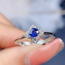 Anel de safira de cor natural 925 anel de prata feminino atmosfera simples e estilo de fluxo longo 2024 - compre barato