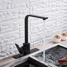 Черный кухонный кран Mattle с квадратной ручкой, кран из нержавеющей стали, кран для ванной комнаты, кухонный кран, смеситель горячей и холодной воды 2024 - купить недорого