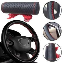 Capa para volante de carro em couro artificial, textura macia, diy, com agulha e linha, capa para estilo do carro 2024 - compre barato