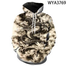 Dragão novo hoodies moda masculina crianças 3d impresso streetwear pulôver manga longa com capuz menino menina crianças moda moletom 2024 - compre barato