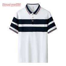 Polo ajustado de manga corta para hombre, camisa de negocios a la moda, informal, de talla grande, a rayas, novedad de 2021 2024 - compra barato