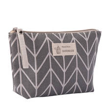 Bolso de viaje a cuadros para mujer, bolsa de maquillaje con cremallera, pequeña, organizador de belleza, gris Ar 2024 - compra barato