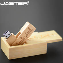 JASTER Customized logo Wooden USB + box USB flash drive 4GB 8GB 16GB pen drive memory card 32GB 64GB USB DIY LOGO Wholesale 2024 - buy cheap