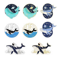 Save the Ocean Enamel Pins Cartoon Astronaut and Whale Adventure in Space Ocean Brooches Button Badge Jewelry Gift for Friends 2024 - buy cheap