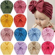 Chapéu para bebês turbante com laços de flores, chapéu gorro para recém-nascidos para meninas e crianças, adereços de fotografia, outono e inverno 2024 - compre barato