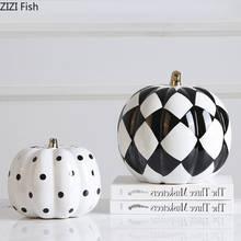 Black White Pumpkin Ceramic Statuette Ornaments Office Study Desktop Decor Porcelain Crafts Statue European Home Decoration 2024 - buy cheap