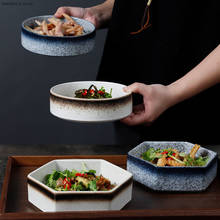 Prato de jantar redondo japonês retrô, utensílios de mesa para a sala de estar, cerâmica criativa, lanches, pratos de frutas secas, utensílios domésticos 2024 - compre barato