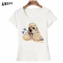 Lovely Cocker Spaniel Love Blue Butterfly Print T-Shirt T-Shirt Summer Fashion Women T-Shirt Cute Girl Casual Tees Dog Cool Tops 2024 - buy cheap