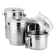 Conjunto de tanque hermético de aço inoxidável, recipiente de armazenamento de alimentos para contador de cozinha, chá, açúcar, café, farinha 2024 - compre barato