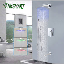 YANKSMART-grifo de baño oculto cromado, montaje en pared, juego de ducha de lluvia, cabezal de 8 "12" 16 "con caño giratorio, grifo mezclador 2024 - compra barato