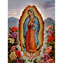 Cuadro de Virgen María bordado con diamantes 5D, cuadro artesanal, punto de cruz, pasta de cristal, mosaico, decoración de Navidad 2024 - compra barato