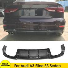 Difusor de fibra de carbono para para-choque traseiro, lip spoiller para audi a3 sline s3 sedan 4 portas sem padrão a3 2017 2018 2024 - compre barato