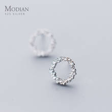 Modian Wedding Engagement Statement Jewelry for Women 925 Sterling Silver Shiny Zircon Geometric Round Stud Earrings Jewelry 2024 - buy cheap
