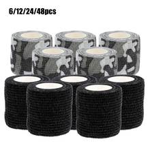 Tattoo Grip Cover Wrap 6 Rolls Black Tattoo Bandage Roll 4.5m Disposable Cohesive Tattoo Grip Tape Elastic Bandage Rolls 2024 - buy cheap