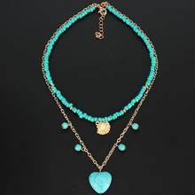 Fashion Heart Pendant Necklace Bohemian Statement Two Layer Seed Bead Chains Heart Pendant Necklace For Women Gift 2024 - buy cheap