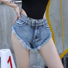 Shorts feminino, sexy, de verão, da moda, mini, jeans, booty, casual, para festa de clube, super curto, skinny, shors 2024 - compre barato