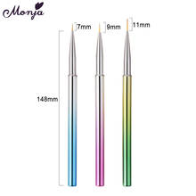 Monja 3 шт./компл. красочные ручки для дизайна ногтей акриловый УФ-гель для наращивания кисть для рисования полосы линии ручка-лайнер для рисования инструмент для маникюра 2024 - купить недорого