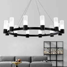 Lustre led g9 de metal preto fosco para sala de estar, lustre redondo com iluminação ajustável tipo lustre luminário 2024 - compre barato