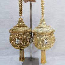 DOYUTIG-Bolso de mano de diseño indio para mujer, bolsa de mano de Metal de Color dorado brillante, con correa de mango corto, bolso de noche antiguo para boda, F735 2024 - compra barato