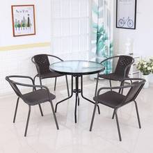 Tempered Glass Round Table, Table And Chair Combination Outdoor Small Table Modern Simple Iron Table, Leisure Coffee Table 2024 - buy cheap