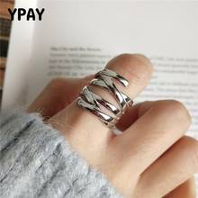 YPAY Genuine 925 Sterling Silver Open Rings for Women Men Korean Vintage Multi-layer Line Weave Rings Fine Jewelry Gifts YMR853 2024 - buy cheap