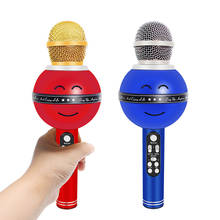 Micrófono de Karaoke inalámbrico con cara sonriente, multifunción, para cantar, fiesta, portátil, para Smartphone, PC, K Song 2024 - compra barato