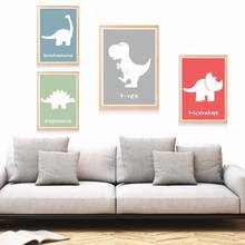 Pintura en lienzo de dibujo animado de dinosaurio para habitación de bebé, póster de pared, imágenes decorativas para el hogar, decoración de pared, Cuadros 2024 - compra barato