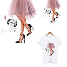 Fashion Girl Patches For Clothes Pink Dress Iron-on Transfers Sticker DIY A-level Washable Thermal Patches Decoration Accessory 2024 - buy cheap