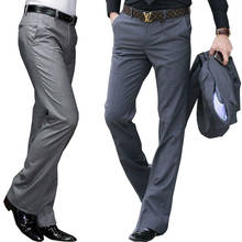 2020 nuevo Micro-cuerno pantalones de negocios de los hombres de blanco recto ancho pierna pantalones de traje de los hombres casuales de grandes-pantalones de pierna Formal pantalones para los hombres 2024 - compra barato
