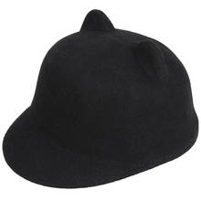 LUCKYLIANJI Высококачественная детская шляпа из 100% шерсти с демоном и кошачьими ушками Дерби котелок Кепка (один размер: 54 см) 2024 - купить недорого
