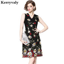 New Embroidered V-neck Women Summer Dress Ropa Mujer Verano 2022 Sleeveless Floral Dress Vestido Blanco Dames Jurken K6505 2024 - buy cheap