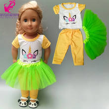 Ropa de muñeca de 43cm para niños, pantalones, camisa, falda de verano verde, 18 ", 45cm, conjunto de ropa de muñecas americanas, conjunto de pantalones, juguetes, regalo 2024 - compra barato