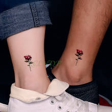 Tatuagem falsa temporária de flor rosa à prova d'água, tattoo flash, para mão, pé, braço, para meninas e homens 2024 - compre barato