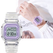 Электронные часы для женщин и мужчин розовое золото силиконовый ремешок Прозрачное платье LED цифровые наручные часы спортивные часы Relogio Feminino 2024 - купить недорого