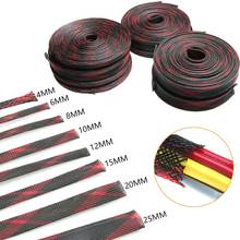 5/10M Red&Black Braided Sleeve Expandable 2/4/6/8/10/12/15/20/25mm Cable Sleeves Insulation Wire Gland Cables 8 Sizes 2024 - buy cheap