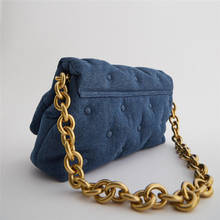 Bolso de diseñador de cuero sintético para mujer, bolsa de hombro con cadena gruesa de lujo, Baguette informal, color negro y azul 2024 - compra barato
