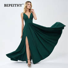 BEPEITHY-Vestido De fiesta largo verde con abertura, traje De fiesta con escote en V profundo, sexi, 2021 2024 - compra barato