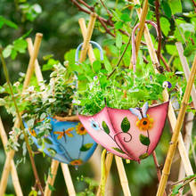 Vaso de ferro para parede, vaso de flores decorativo com guarda-chuva para jardim quintal decoração de casa vaso de plantas criatividade nórdico 2024 - compre barato