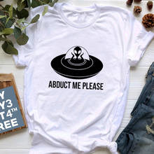 Exputt Me пожалуйста футболка для женщин инопланетянин НЛО Kawaii Графический футболки забавная уличная футболка Hipster Girl Tumblr хлопковые топы Прямая поставка 2024 - купить недорого