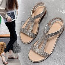 2021 senhoras de verão sapatos romanos sandálias femininas moda plana strass sandalias sandalias festa gladiador elegante feminino 2024 - compre barato