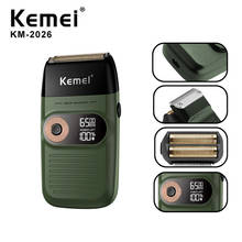 Kemei электробритва Перезаряжаемые электрическая бритва машинка для стрижки бороды и усов; Бритвенный станок для Для мужчин Twin лезвия моющиеся KM-2026 2024 - купить недорого