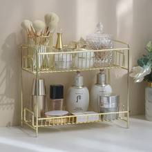 Double-Layer Iron Bathroom Countertop Shelf Storage Rack Gold Plating Nordic Style Cosmetics Makeup Organizer Basket 2024 - buy cheap