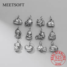 MEETSOFT Vintage 925 Sterling Silver 12 Chinese zodiac Animals of DIY Making Finding Handmade Necklace Bracelect Accessory 2024 - buy cheap